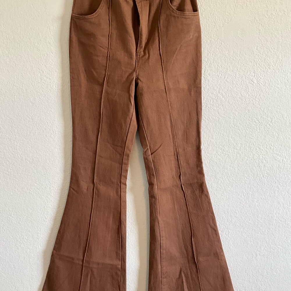 Elegant Tan Flare & Wide Leg Jeans